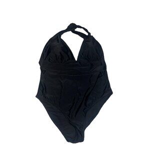 Women's XL One Piece Swimsuit Tummy Control Halter tie Bathing Suit Black swim